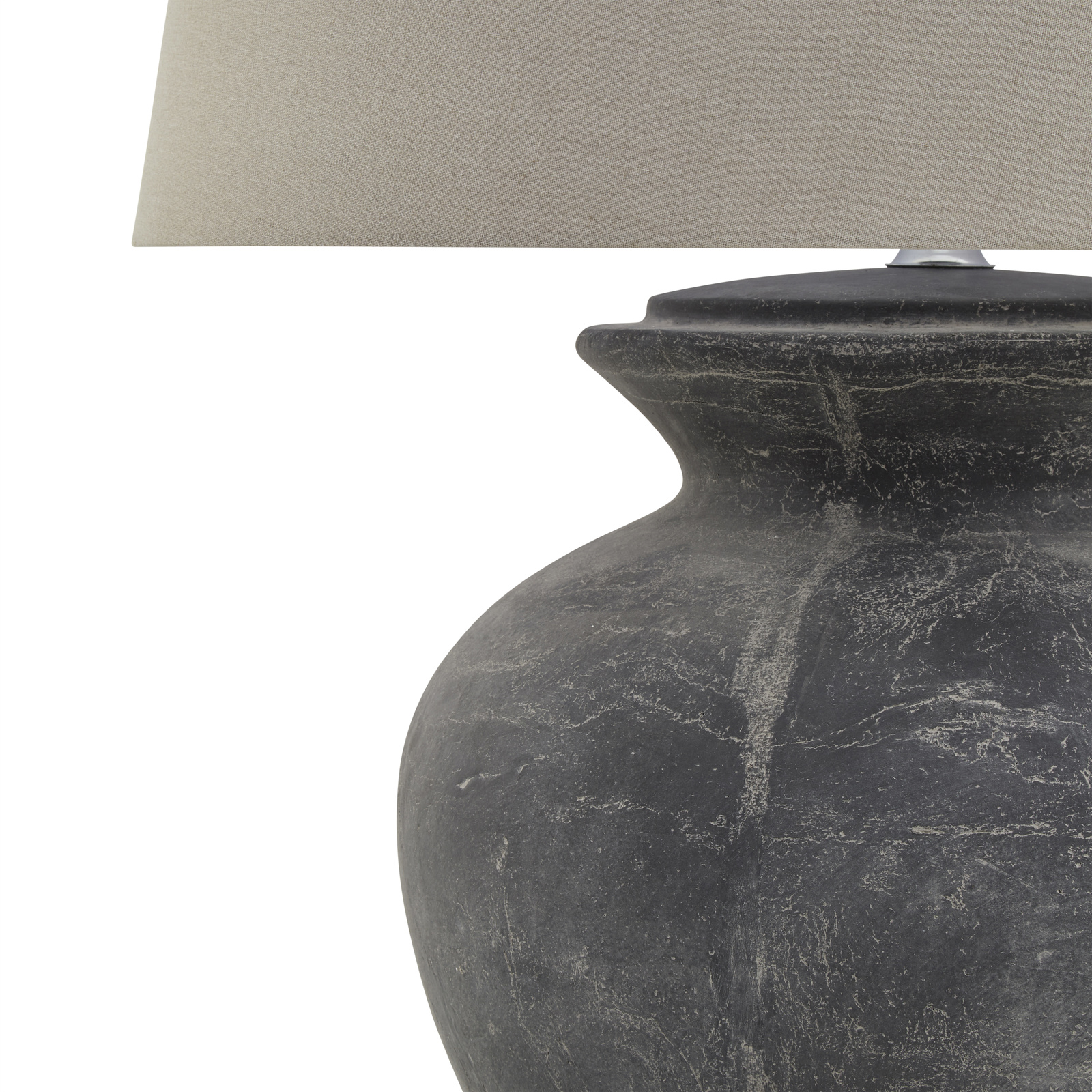 Amalfi Grey Round Table Lamp With Linen Shade - Image 3