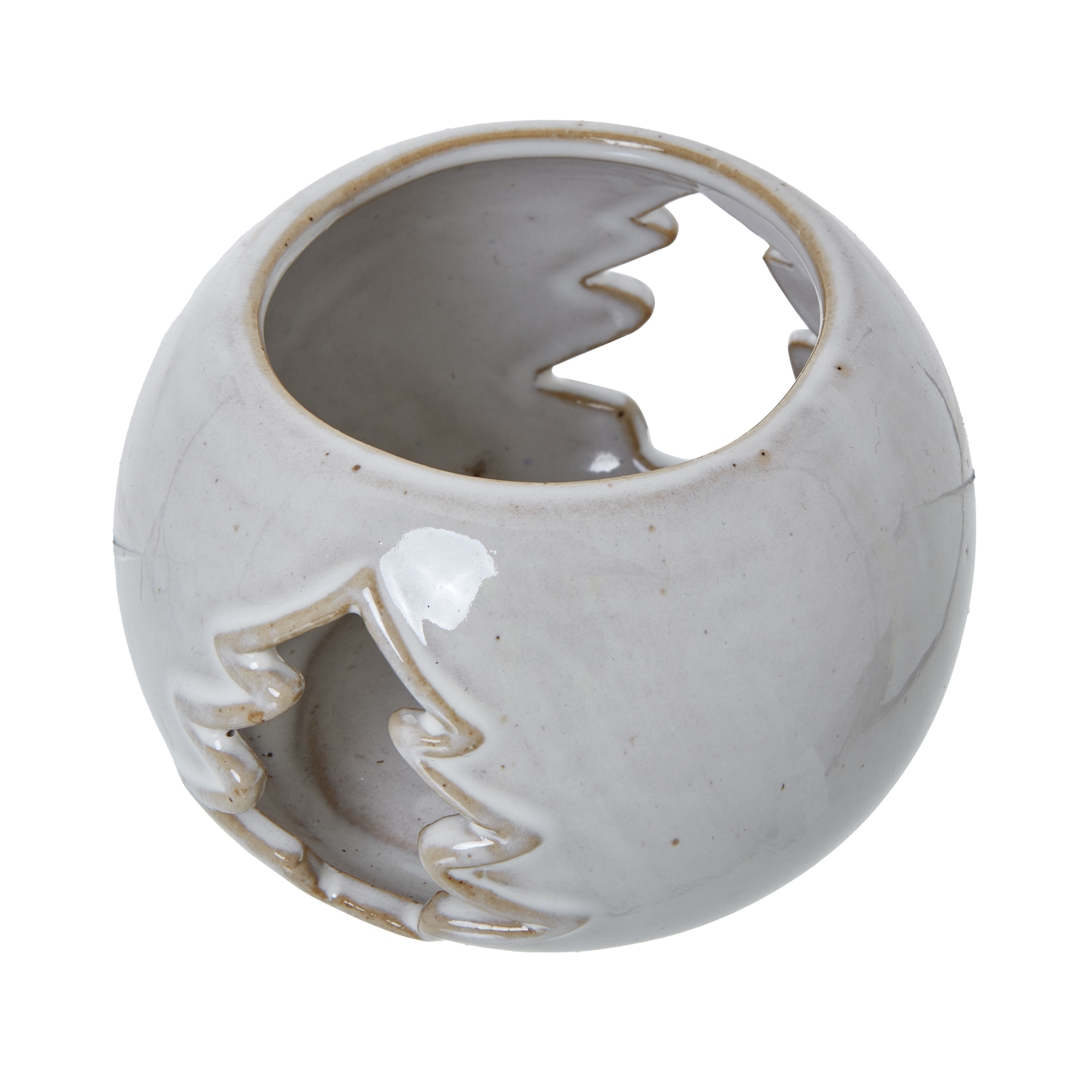 White Ceramic Tree Cut-Out Round Tealight Holder - Image 2