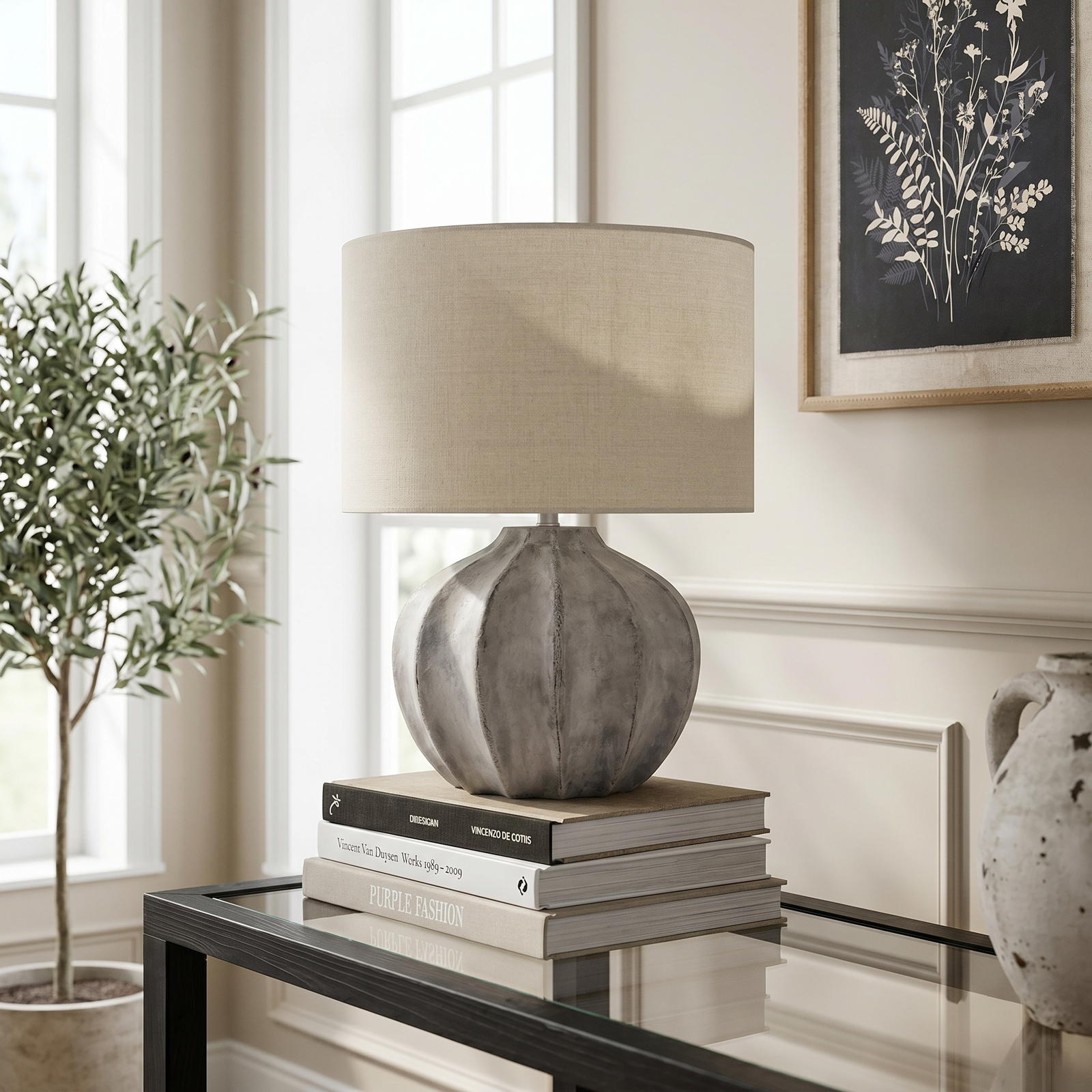 Darcy Antique White Flute Lamp - Image 3
