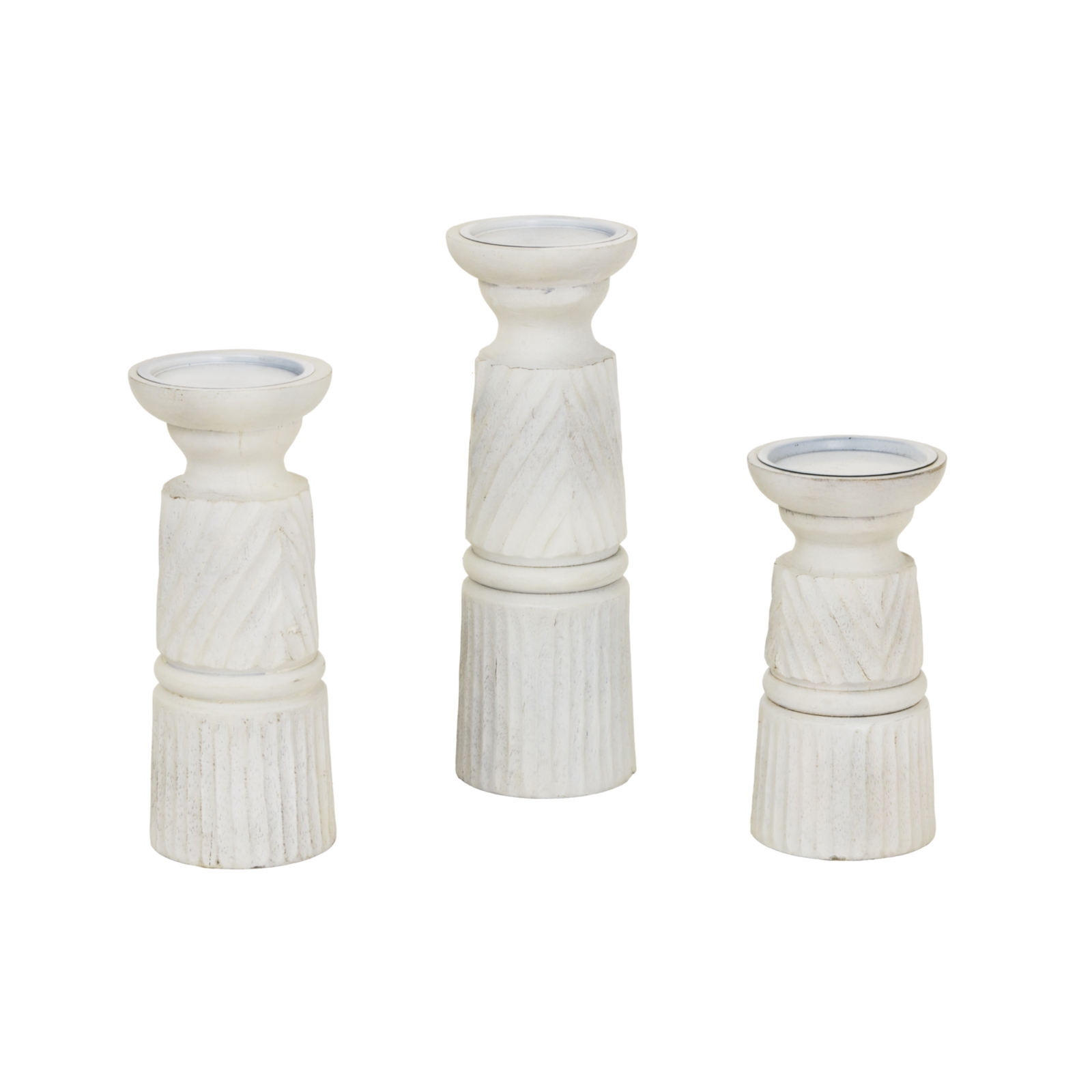 White Carved Candle Holder - Image 4