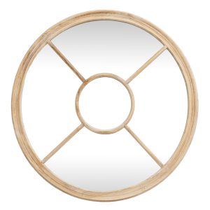 Washed Wood Round Window Mirror