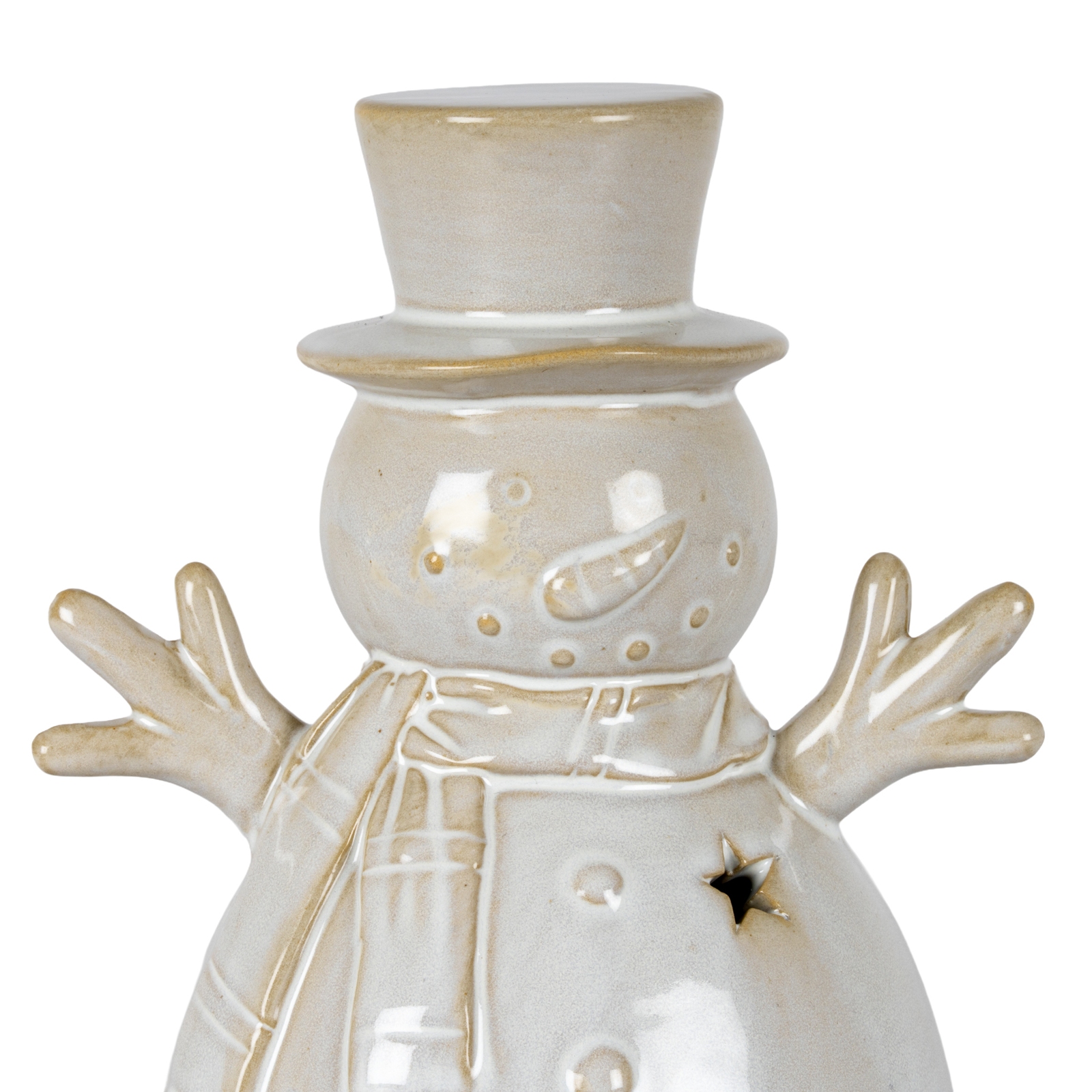 Alora Ceramic Medium Snowman With LED Light - Image 3