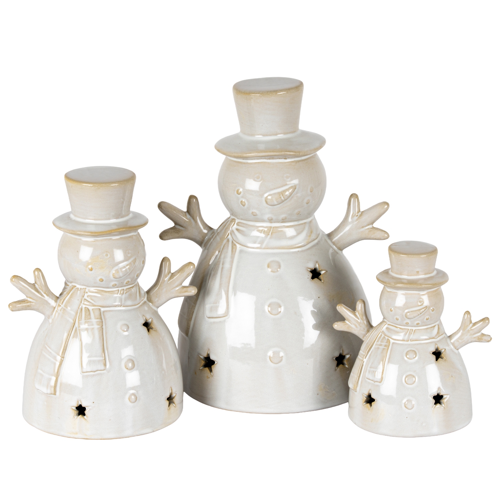 Alora Ceramic Medium Snowman With LED Light - Image 4